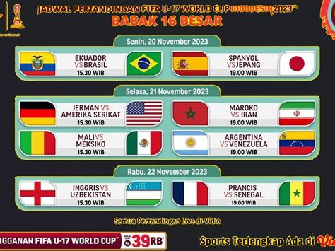 Jadwal Lengkap Babak 16 Besar Piala Dunia U17 2023 Spayol Sukses