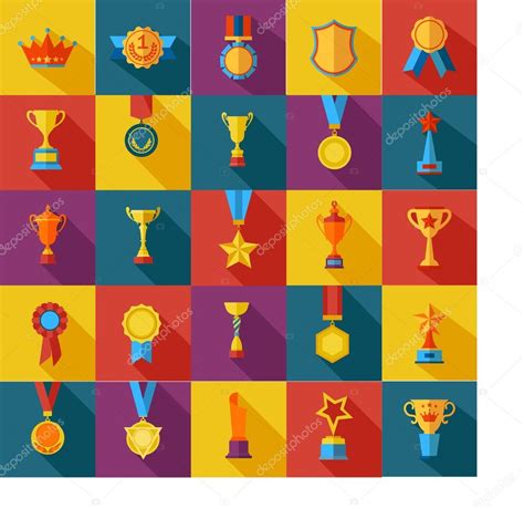 Set Of Flat Awards Icons Stock Vector VectorGift 80951406