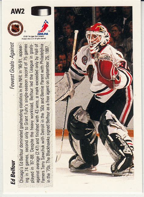 Ud Hockey Ed Belfour Chicago Blackhawks Award Winner Hologram Card