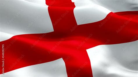 England Flag Motion Loop Video Waving In Wind Realistic English Flag