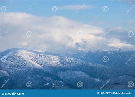 A Panoramic View of the Snow-covered Blue Ridge Mountains Stock Photo ...