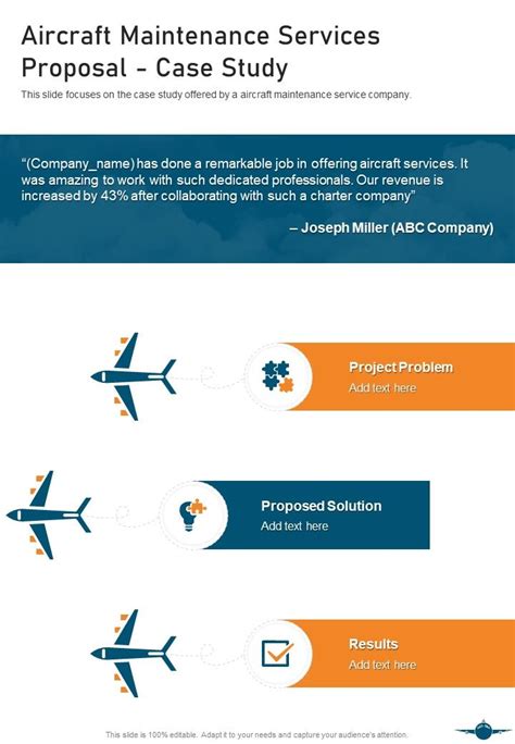 Aircraft Maintenance Services Proposal Case Study One Pager Sample