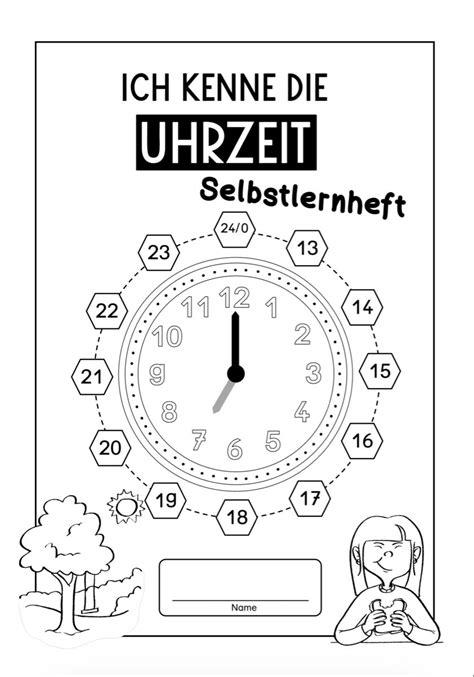 Materialpaket Selbstlernheft Uhrzeit Uhr Homeschooling Arbeitsheft Lernuhr Zum