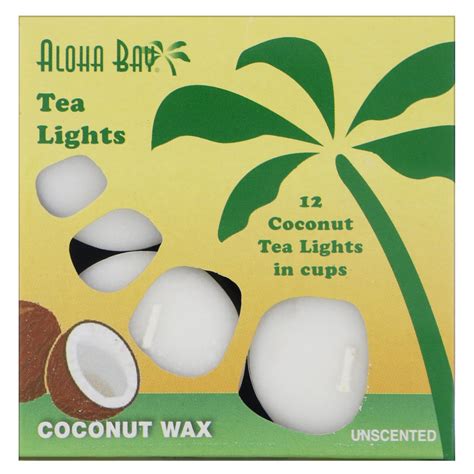 Aloha Bay Coconut Wax Candles Tea Lights Unscented White 12 Pack