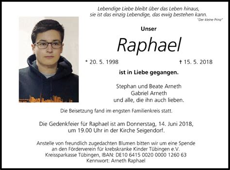 Raphael Traueranzeige Trauer Infranken De