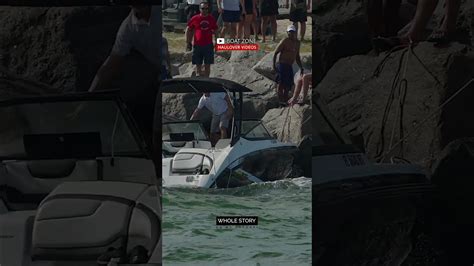 Boat Crashes Into Rocks At Haulover Inlet Boat Zone Youtube