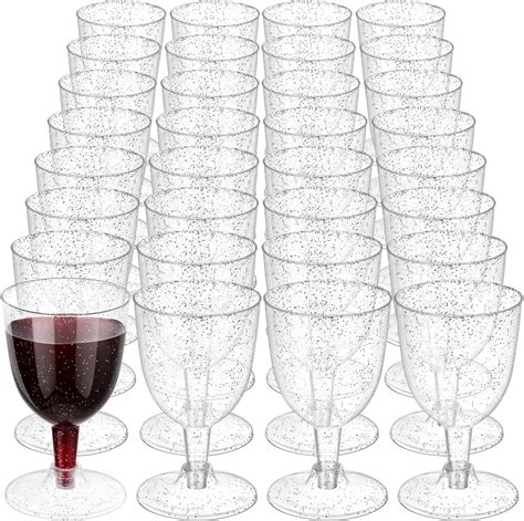 Silifine 50 Pack Disposable Plastic Wine Glasses 5 7 Oz