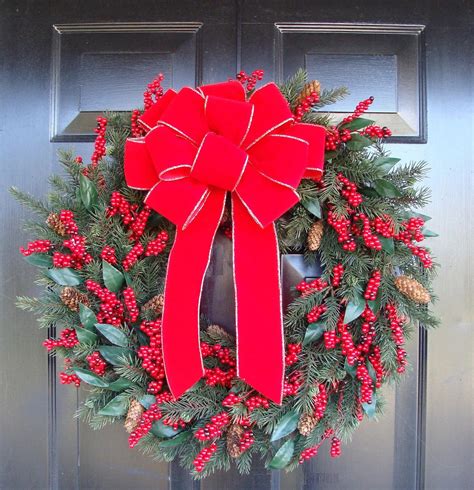 Christmas Wreaths With Bows Decoomo