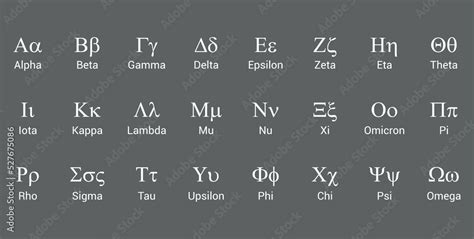 The Greek Alphabet Letters Font Greek Alphabet Set Vector Alpha Beta