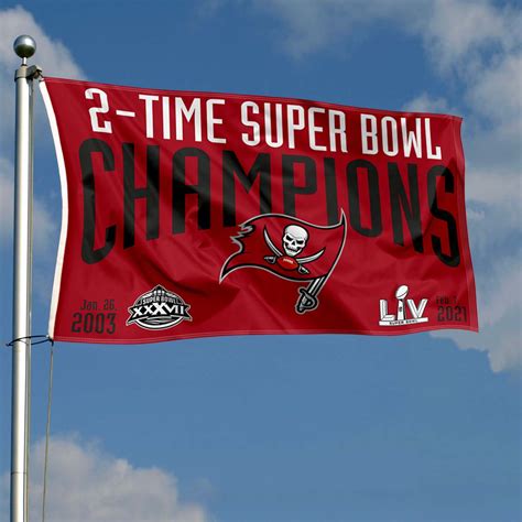 Tampa Bay Buccaneers 2 Time Super Bowl Champions Flag - State Street ...