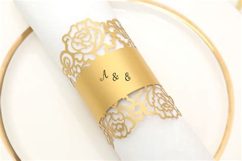 Laser Cut Ring Elegant Napkin Rings Wedding Plaques Pearlescent