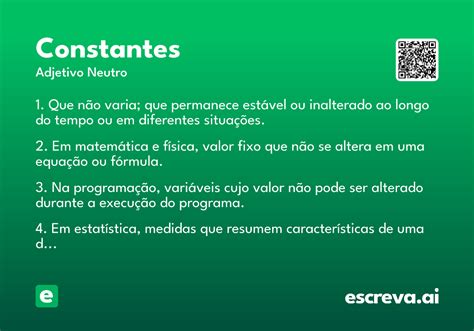 O Que Significa Constantes - Constantes - Significado e Sinônimo - escreva.ai