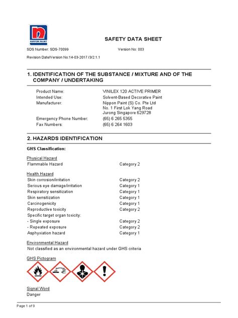 Msds Pdf Dangerous Goods Toxicity