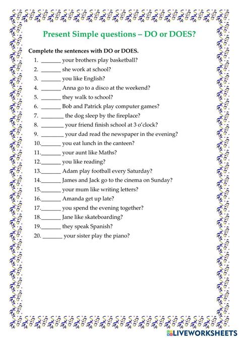 present simple  interactive worksheets