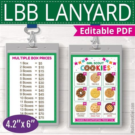 2024 Lbb Girl Scout Cookie Menu Lanyard Editable Price List Instant