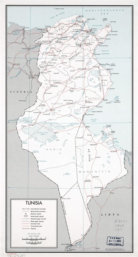 Large Scale Political And Administrative Map Of Tunisia With Roads