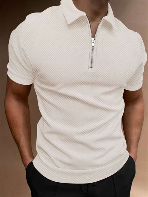 Manfinity Homme Men Quarter Zipper Polo Shirt Shein Usa Mens