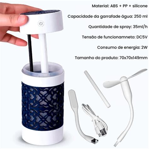 Mini Umidificador Aromatizador Led 250ml Lkj 114 Usb Noturno