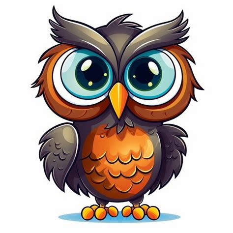 Premium AI Image Cartoon Owl With Big Eyes And Big Eyes Generative Ai