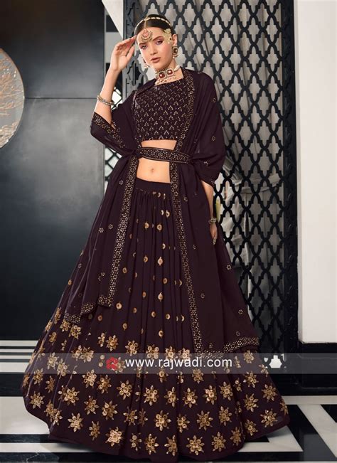 Purple Georgette Wedding Lehenga Choli