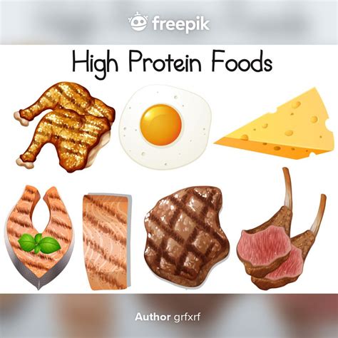 Un conjunto de alimentos ricos en proteí Premium Vector Freepik