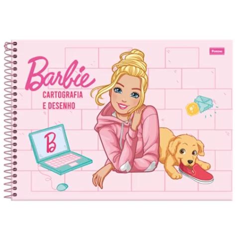 Caderno Cartografia E Desenho Capa Dura Espiral Folhas Barbie Tilibra