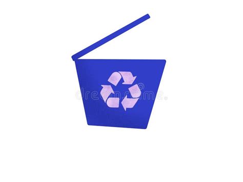 Recicl O ícone Do Escaninho Ilustração Tirada Mão Do Balde Do Lixo Azul