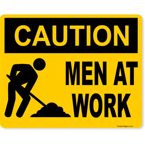 Caution Men at Work Full Color Sign | 8" x 10" | HC Brands