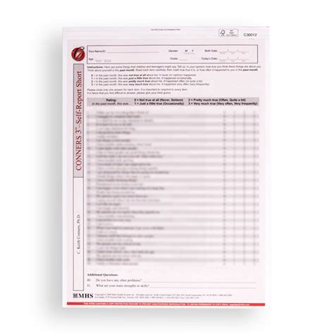 Conners 3 Self Report Short Forms