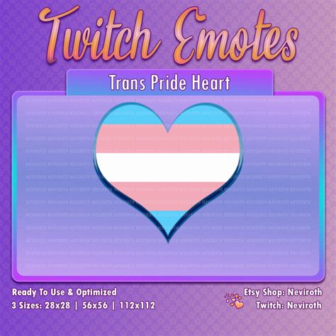 Twitch And Discord Emotes Trans Pride Heart Emote For Streamers Cute Kawaii Love