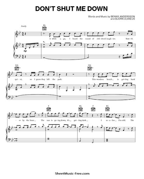 Don T Shut Me Down Sheet Music Abba Sheet Music Abba Sheet Music Pdf