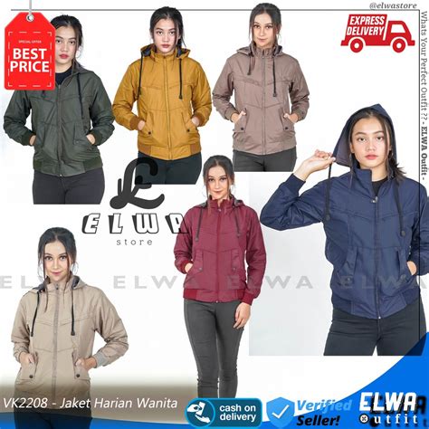 Jual Zipper Vk2208 Banyak Warna Jaket Wanita Hoodie Parasut Jaket Motor