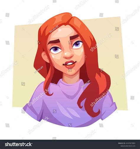 Portrait Woman Beautiful Young Girl Red Stock Vector Royalty Free