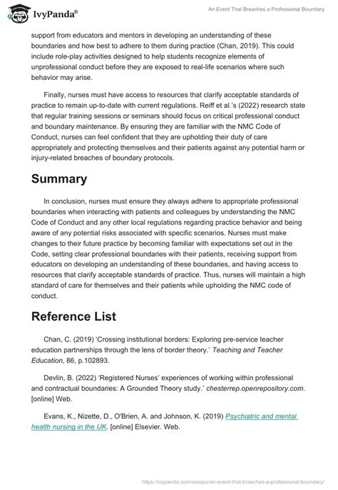 An Event That Breaches a Professional Boundary - 890 Words | Essay Example