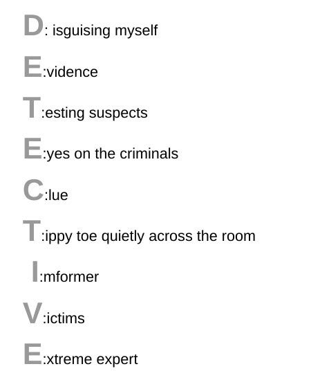 Finau Pt England School Detective Acrostic Poem