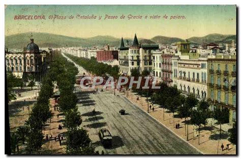 Carte Postale Ancienne Barcelona Plaza De Cataluna Y Paseo De Gracia A