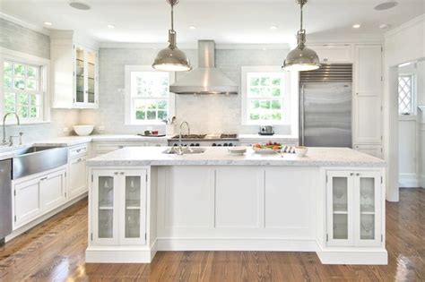 White Kitchen Cabinets With Stainless Steel Appliances Transitional