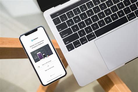 IPhone X And Macbook On Glass Table Lovely Mockups