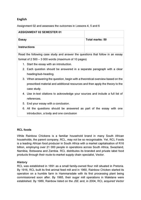 Assignment 02 English Assignment 02 And Assesses The Outcomes In Lessons 4 5 And 6 Assignment