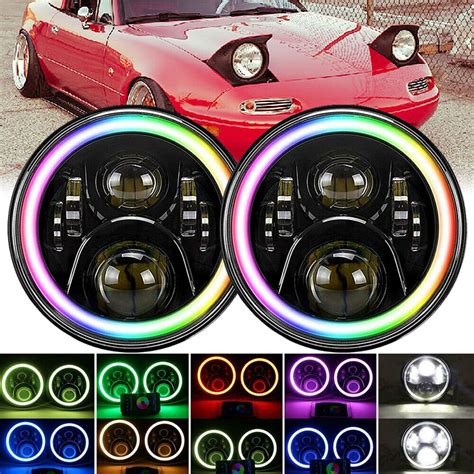 For Mazda Miata Mx Mx Round Rgb Led Halo Projector