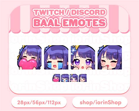 Raiden Shogun Baal Genshin Impact Emote Set Twitch Discord Streamer