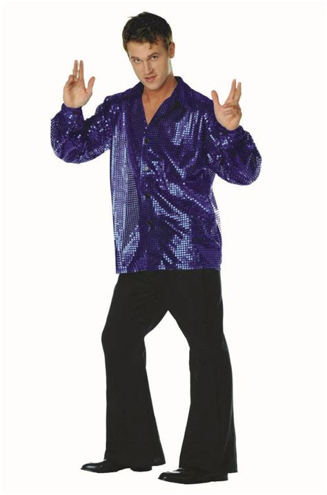 70s 80s Mens Male Disco Sequin Costume Shirt Dance Fever Saturday Night