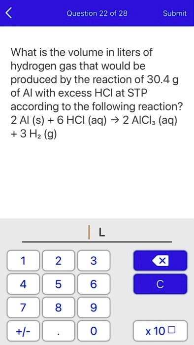 Solved Question Of Submit What Is The Volume In Liters Of