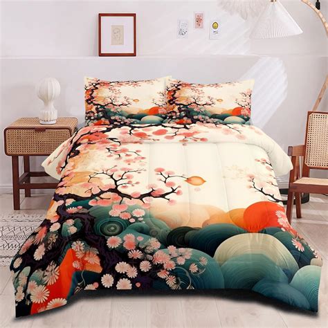 Ccoutuechen Japanese Style Comforter Set Queen Exotic