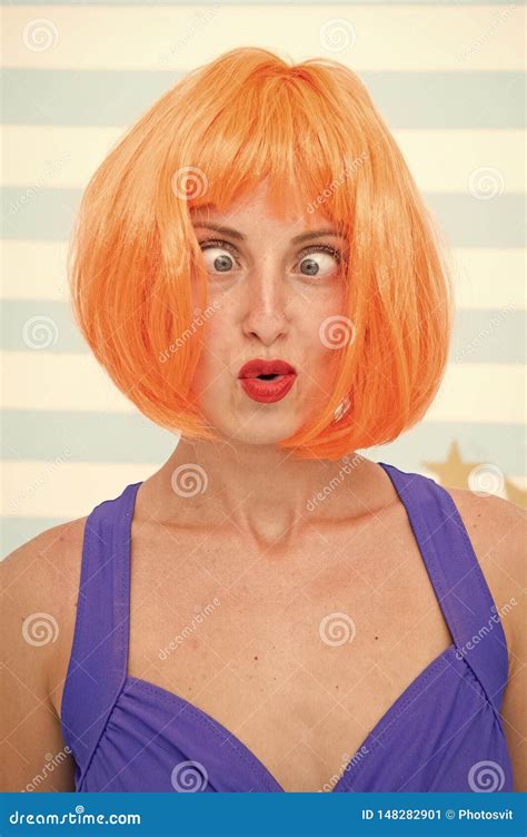 Crazy Girl With Orange Hair Crazy Emotions On Face Of Girl Feelings