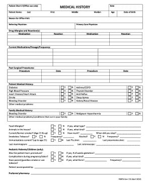 Fillable Online Patient Medical History ROS 4 14 Docx Fax Email