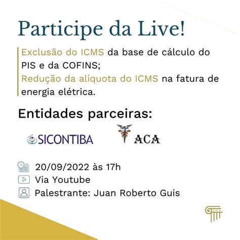 Live 20 09 Terça às 17h Exclusão do ICMS da base de cálculo do PIS