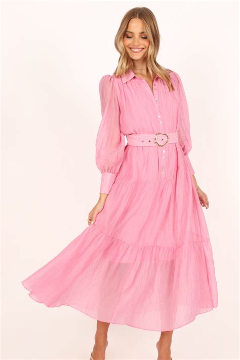 Angelica Long Sleeve Maxi Dress Pink Ecamshop