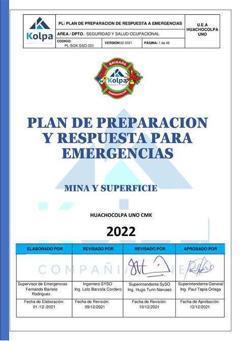 Plan De Respuesta De Emergencia