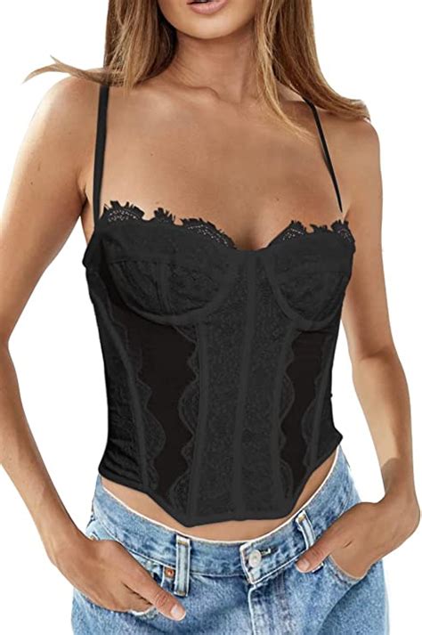 Dealmore Womens Summer Lace Bustier Mesh Sexy Vintage Spaghetti Strap